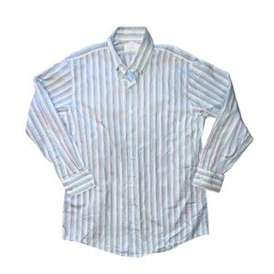 Brooks Brothers Stripe Button Down Shirt Long Sleeve Blue Pink White Size Medium
